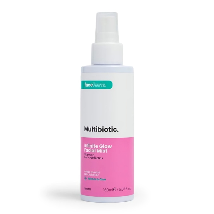 Multibiotic Infinite Glow Facial Mist 150ml – Vitamin C, Tangerine & Pre + Postbiotics, Vegan Hydrating Mist