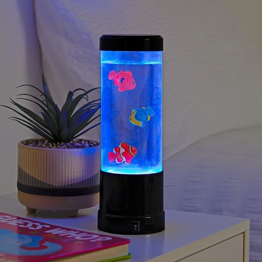 10" LED Tropical Fish Bubble Lamp – Colour Changing Motion Light, USB or Battery Powered